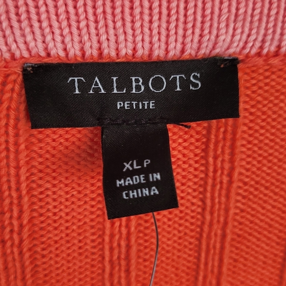 Talbots Ribbed Button Front Tipped Cardigan - Picture 4 of 7